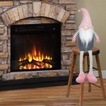 Decoratiune de Craciun, Figurina, Gnome, Caciula, Roz, Paiete, 46cm, DCJ185 - imagine 3