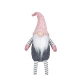 Decoratiune de Craciun, Figurina, Gnome, Caciula, Roz, Paiete, 46cm, DCJ185 - imagine 5