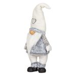 Decoratiune de Craciun, Figurina, Gnome, Blana, Gri, Caciula, Alba, 70cm, DCJ187 - imagine 5