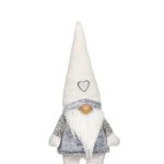 Decoratiune de Craciun, Figurina, Gnome, Blana, Gri, Caciula, Alba, 70cm, DCJ187 - imagine 4