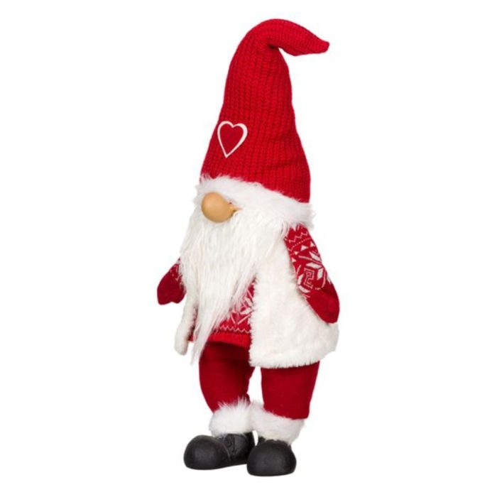 Decoratiune de Craciun, Figurina, Gnome, Blana, Gri, Caciula, Alba, 70cm, DCJ188 - imagine 5