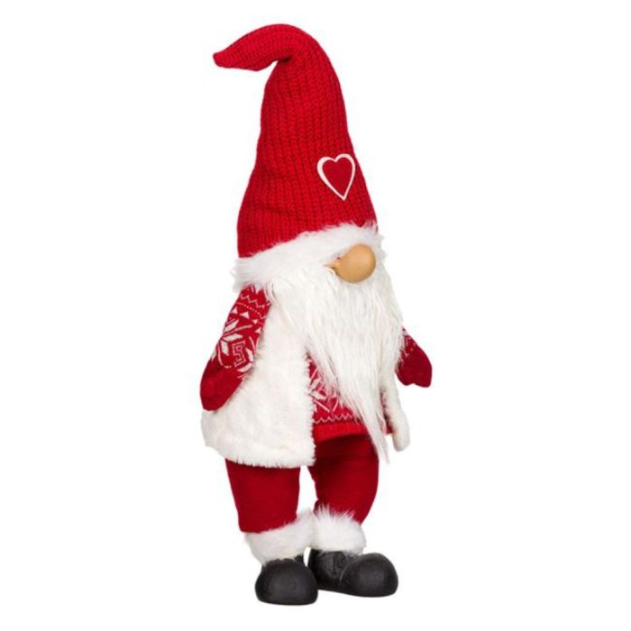 Decoratiune de Craciun, Figurina, Gnome, Blana, Gri, Caciula, Alba, 70cm, DCJ188 - imagine 3