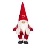 Decoratiune de Craciun, Figurina, Gnome, Blana, Gri, Caciula, Alba, 70cm, DCJ188