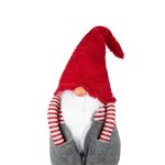 Decoratiune de Craciun, Figurina, Gnome, Caciula, Rosie, Maini, in Buzunare, 80cm, DCJ190 - imagine 4