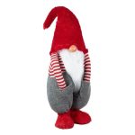 Decoratiune de Craciun, Figurina, Gnome, Caciula, Rosie, Maini, in Buzunare, 80cm, DCJ190 - imagine 3