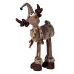 Decoratiune de Craciun, Figurina, Cerb, Maro, cu Fular, Caciula, Clopotel, 65cm, DCJ199 - imagine 4