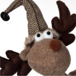 Decoratiune de Craciun, Figurina, Cerb, Maro, cu Fular, Caciula, Clopotel, 65cm, DCJ199 - imagine 3