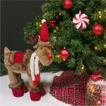 Decoratiune de Craciun, Figurina, Cerb, Fular, Alb, 60cm, DCJ200 - imagine 3