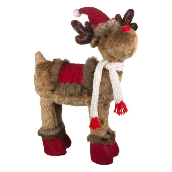 Decoratiune de Craciun, Figurina, Cerb, Fular, Alb, 60cm, DCJ200 - imagine 1
