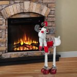 Decoratiune de Craciun, Figurina, Cerb, Haina, Rosie, Fular, Gri, 86cm, DCJ201 - imagine 2