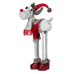 Decoratiune de Craciun, Figurina, Cerb, Haina, Rosie, Fular, Gri, 86cm, DCJ201 - imagine 3
