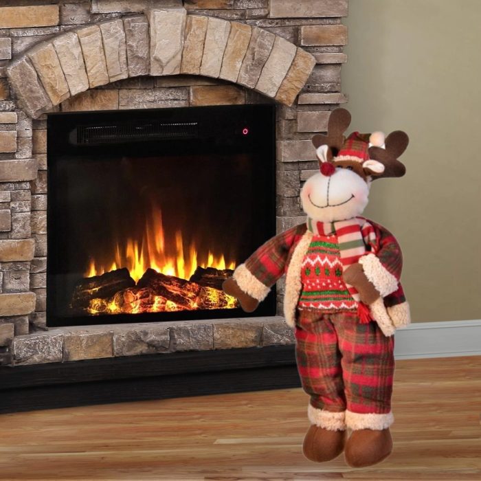 Decoratiune de Craciun, Figurina, Cerb, Sacou, Pantaloni, Rosii, cu Carouri, 48cm, DCJ207 - imagine 2