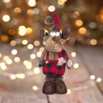 Decoratiune de Craciun, Figurina, Cerb, Pantaloni, cu Carouri, 45cm, DCJ208 - imagine 5