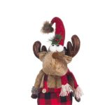 Decoratiune de Craciun, Figurina, Cerb, Pantaloni, cu Carouri, 45cm, DCJ208 - imagine 3