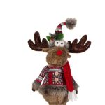 Decoratiune de Craciun, Figurina, Cerb, Jacheta, Blana, 56cm, DCJ209 - imagine 4