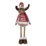 Decoratiune de Craciun, Figurina, Cerb, Pasla, Rosu, Palarie, 97 cm, DCJ211