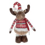 Decoratiune de Craciun, Figurina, Cerb, Pasla, Rosu, Palarie, 97 cm, DCJ211 - imagine 5
