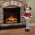 Decoratiune de Craciun, Figurina, Cerb, Panza, Gri, Corp, Haine, Rosu, 97 cm, DCJ212 - imagine 2