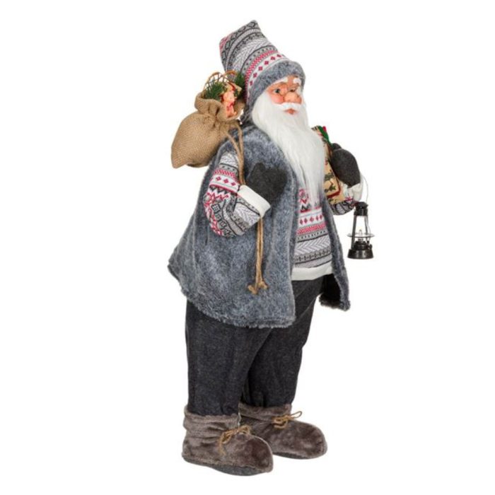 Decoratiune de Craciun, Figurina, Mos Craciun, Alb cu Felinar, 80cm, DCJ215 - imagine 4