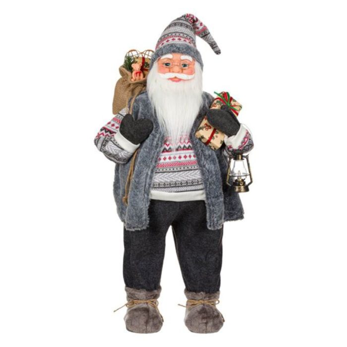 Decoratiune de Craciun, Figurina, Mos Craciun, Alb cu Felinar, 80cm, DCJ215 - imagine 1