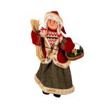 Decoratiune de Craciun, Figurina, Doamna, Mos Craciun, cu Cosulet, 45cm, DCJ216 - imagine 4