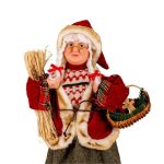 Decoratiune de Craciun, Figurina, Doamna, Mos Craciun, cu Cosulet, 45cm, DCJ216 - imagine 3
