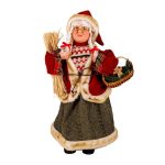 Decoratiune de Craciun, Figurina, Doamna, Mos Craciun, cu Cosulet, 45cm, DCJ216