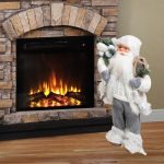 Decoratiune de Craciun, Figurina, Mos Craciun,  Alb, cu Felinar, 45cm, DCJ218 - imagine 2