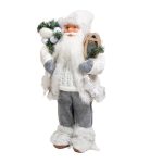Decoratiune de Craciun, Figurina, Mos Craciun,  Alb, cu Felinar, 45cm, DCJ218
