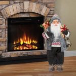 Decoratiune de Craciun, Figurina, Mos Craciun, Vesta, Gri, Cadouri, 46cm, DCJ219 - imagine 2