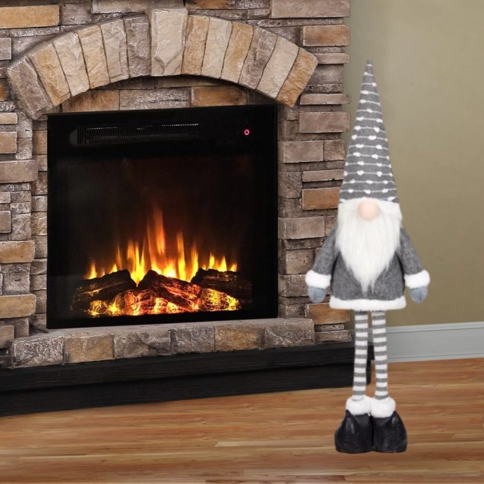 Decoratiune de Craciun, Figurina, Gnome, cu Miscare, Blana, Gri, Caciula, 89cm,DCJ221 - imagine 2