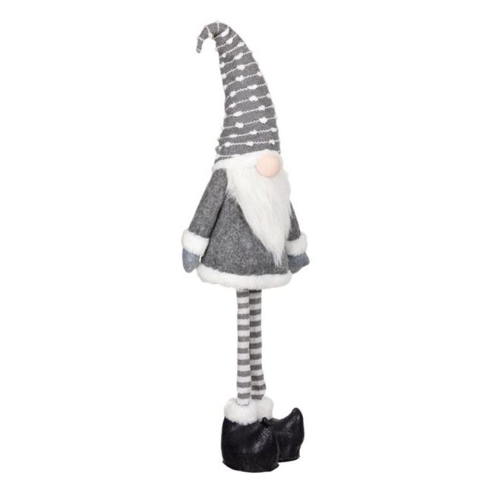 Decoratiune de Craciun, Figurina, Gnome, cu Miscare, Blana, Gri, Caciula, 89cm,DCJ221 - imagine 4