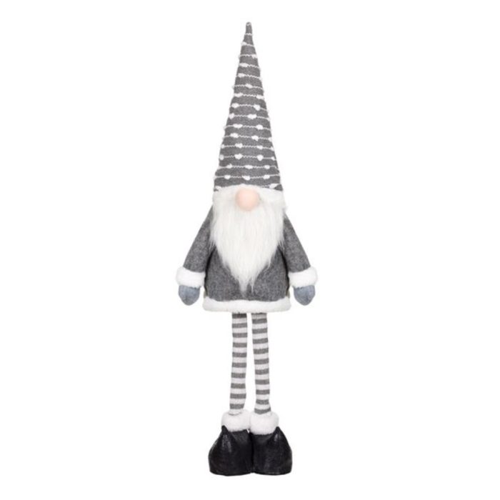 Decoratiune de Craciun, Figurina, Gnome, cu Miscare, Blana, Gri, Caciula, 89cm,DCJ221 - imagine 1