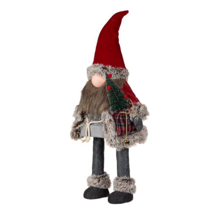 Decoratiune de Craciun, Figurina, Gnome, cu Miscare, Caciula, Rosie, Blana, Sat, 70cm, DCJ222 - imagine 3