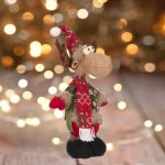 Decoratiune de Craciun, Figurina, Cerb, cu Caciula, 40cm, DCJ223 - imagine 3