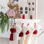Decoratiune de Craciun, Figurina, Cerb, Asezat, cu Picioare, Roz, Caciula, Fular, 55cm, DCJ228 - imagine 2