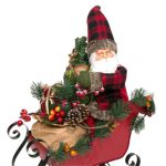 Decoratiune de Craciun, Figurina, Mos Craciun, cu Sanie, 50cm, DCJ229 - imagine 5