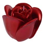 Decoratiune de Craciun, Lumanare, Trandafir, Rosu, Burgund, Glitter, 12x12x10cm, DCJ241