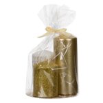 Decoratiune de Craciun, Set, Lumanari, Albe, Glitter, Auriu, 730g - 3buc, DCJ247 - imagine 2