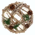 Decoratiune de Craciun, Suport, Lemn, Lumanare, Pastila, Decorat, Conuri, 32cm, DCJ250 - imagine 3