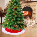 Decoratiune de Craciun, Fusta, Brad, Rosie, Catifelata, Alba, 66cm, DCJ254 - imagine 5