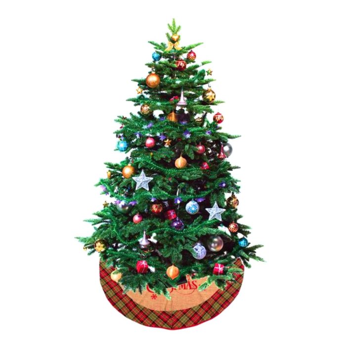 Decoratiune de Craciun, Fusta, Brad, Bej ,In, "Merry Christmas", Carouri, 102cm, DCJ258 - imagine 2