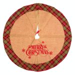 Decoratiune de Craciun, Fusta, Brad, Bej ,In, "Merry Christmas", Carouri, 102cm, DCJ258