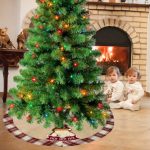Decoratiune de Craciun, Fusta, Brad, Bej, In, Carouri, Rosii, Mos Craciun, 92cm, DCJ260 - imagine 5