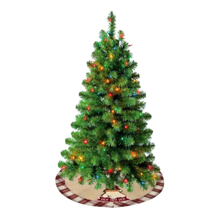 Decoratiune de Craciun, Fusta, Brad, Bej, In, Carouri, Rosii, Mos Craciun, 92cm, DCJ260 - imagine 3