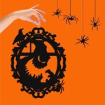 Decoratiune de Halloween, Lemn, Negru, 30x24 cm, DH032 - imagine 3