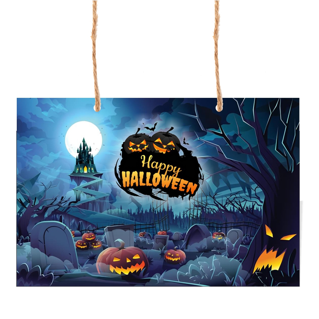 DH033 Decoratiune de Halloween, Lemn, Multicolor, 41x29cm, DH033 - imagine 1