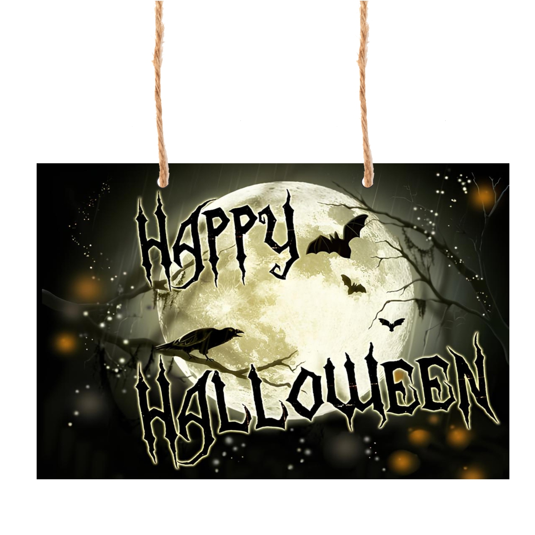 DH034 Decoratiune de Halloween, Lemn, Multicolor, 41x29cm, DH034 - imagine 1