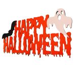 Decoratiune de Halloween, Lemn, Portocaliu, 40x20 cm, DH041 - imagine 2