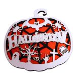 Decoratiune de Halloween, Dovleac, Lemn, Portocaliu, 30x28 cm, DH050 - imagine 2